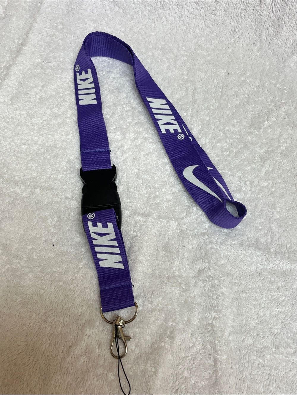 Nike Purple Lanyard with white logo and Metal Clip